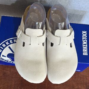 Birkenstock Boston Clog Modern Suede Antique White Women's EU 38 US 7-7.5 Narrow